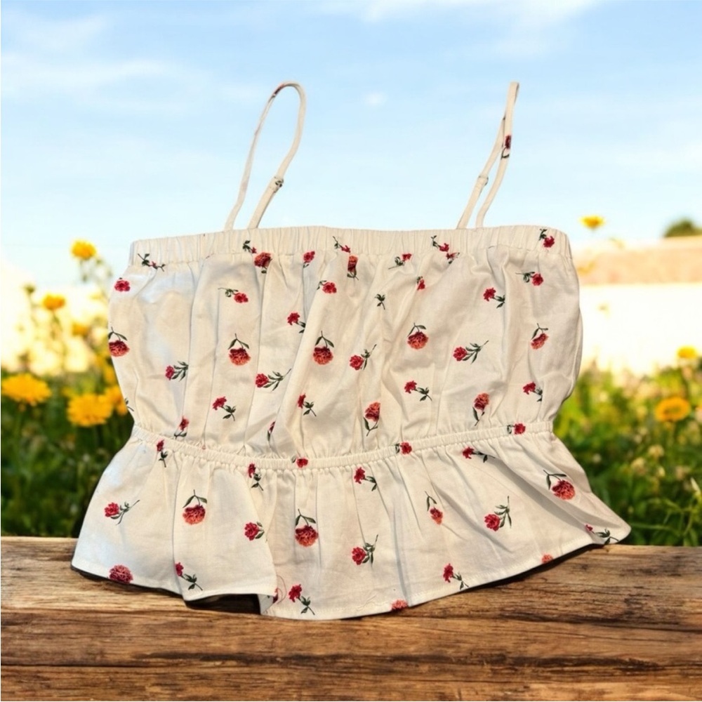 VINTAGE FOREVER 21 WOMEN’S HALTER CROP TOP FLORAL PRINT SIZE M SUMMER HALTER